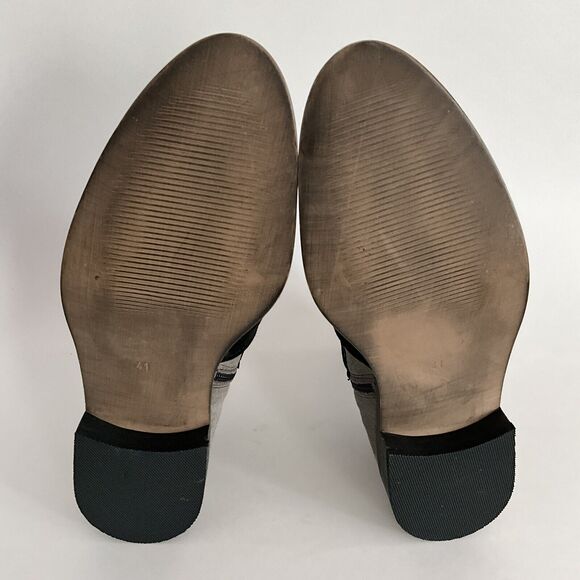 Girotti Bootie Women Size 41 US 10 - 10.5M Gray Black Suede Quad Buckle Studded - Picture 10 of 13